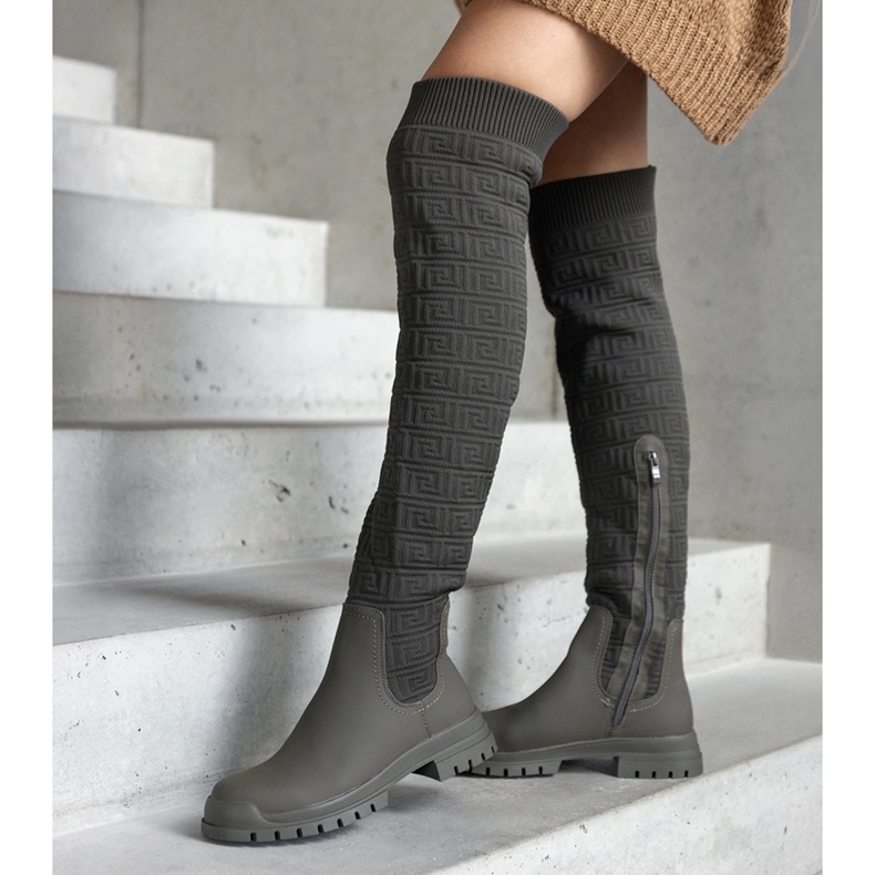 Zelene čizme od tkanine s mat završetkom Scarlett zelena 2