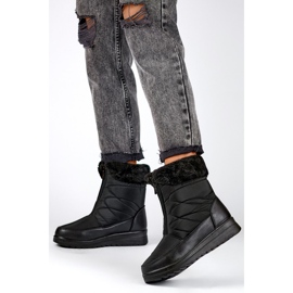 Visoke zimske čizme za žene, čizme za snijeg s patentnim zatvaračem, zimske čizme s ravnim potplatom crna 1