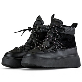 Crne čizme za snijeg s manžetom, izolirane ženske zimske čizme s debelim potplatom crna 1