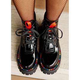 Crne anafra kožne lakirane radne čizme s patentnim zatvaračem crno 2