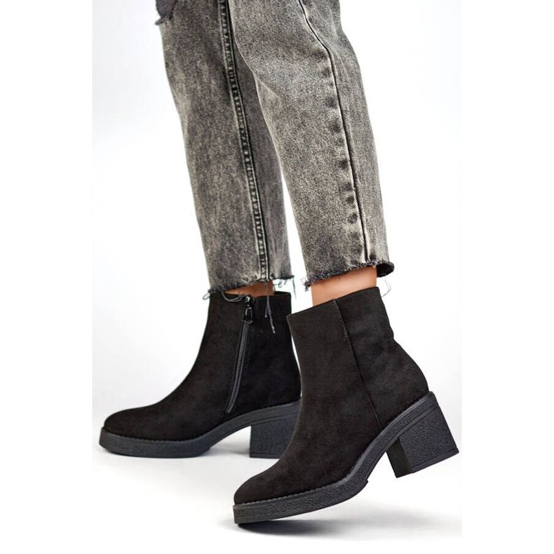 Ženske klasične antilop čizme na visoku petu, crne MS1508B crna 2