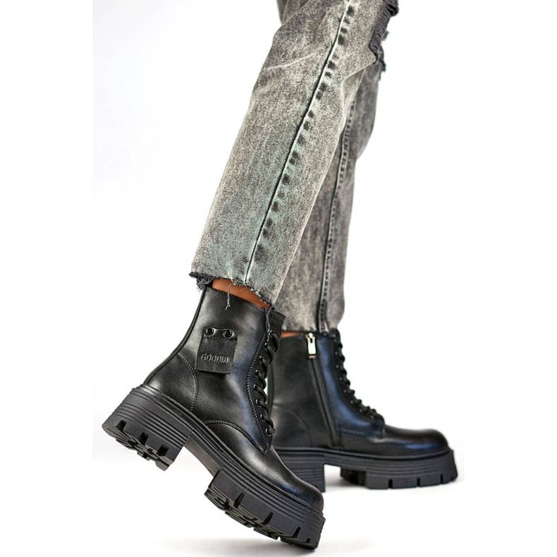 Ženske kožne radnje na platformi, crne GD-TL56B crno 2