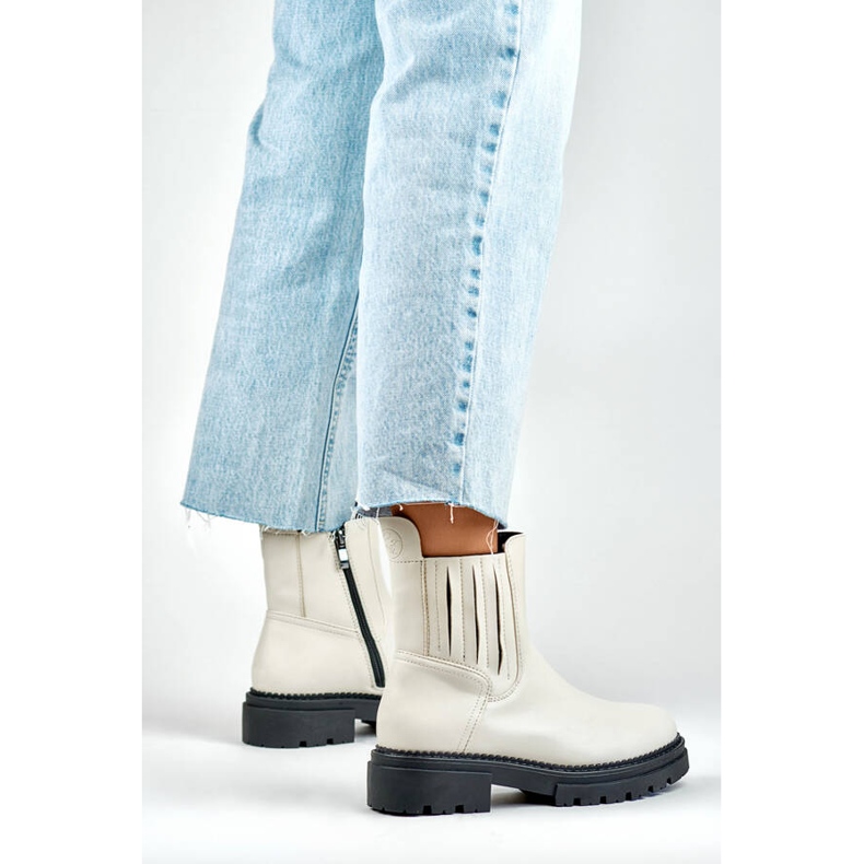 Ženske izolirane Chelsea čizme, bež 250041BE-PU 2