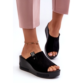 Vinceza Ženske japanke s visokim klinom, crne crno 1