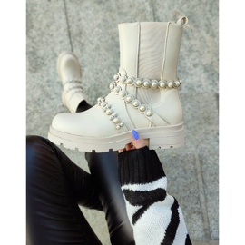 Ženske Chelsea čizme s biserima, bež 58090-1BE 2