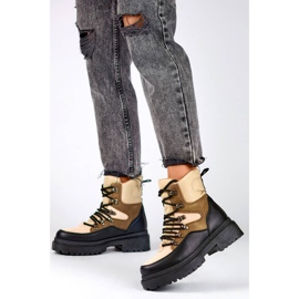 Ženske bež i crne gležnjače na vezanje A-852KH 2
