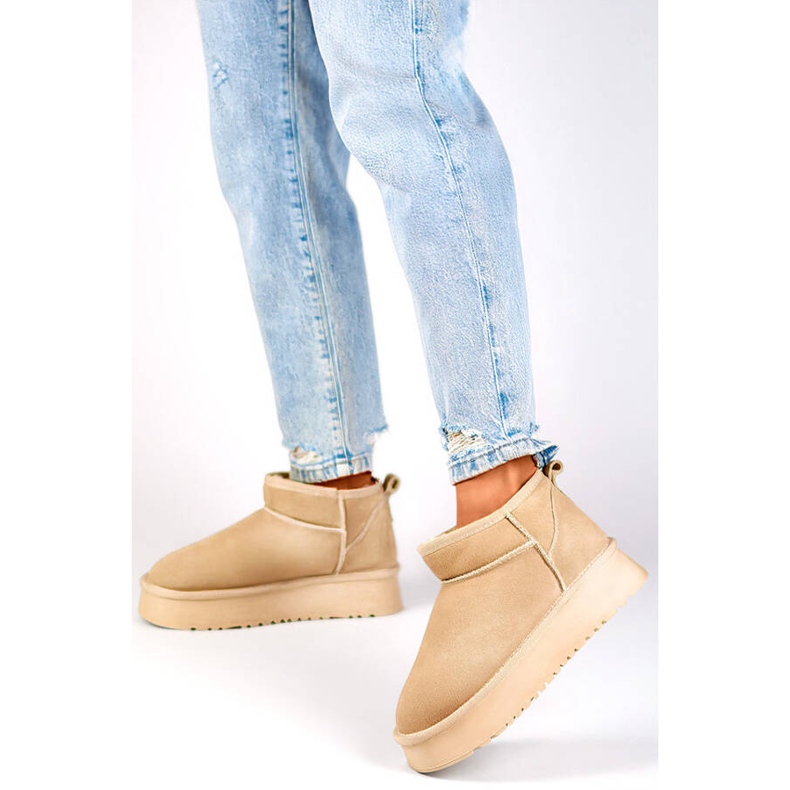 Ženske kožne gležnjače, čizme za snijeg od brušene kože, bež XF-159L.BE 1