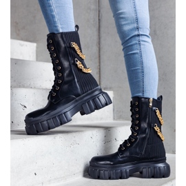 Crne čizme ukrašene Crocemosso lancima crno 1