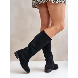Lewski Shoes Ženske čizme do sredine listova od brušene kože s patentnim zatvaračem na lijevoj strani 3616 crne crna 1