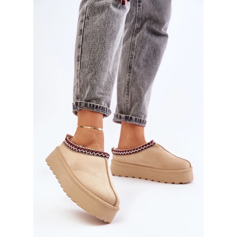 Ženske niske čizme za snijeg s vezom na svijetlo bež platformi Narirya 1