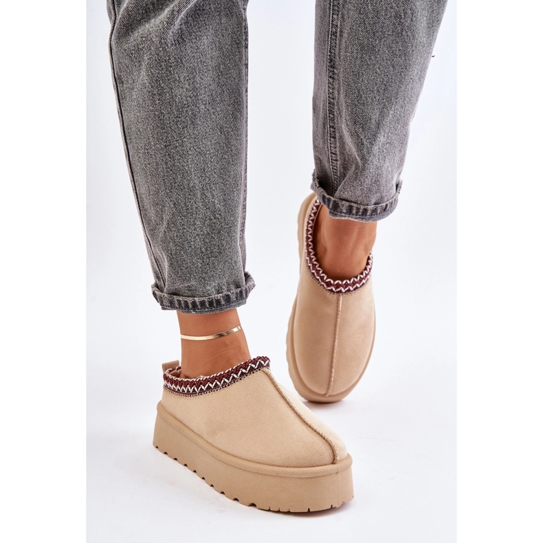 Ženske niske čizme za snijeg s vezom na svijetlo bež platformi Narirya 2