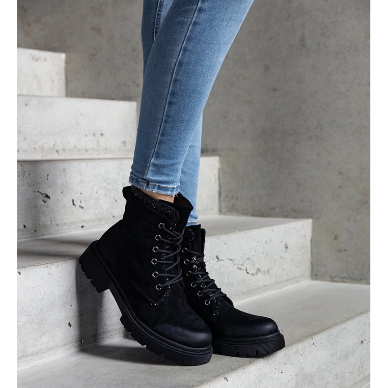 Crne gležnjače sa sjajnim Prairie umetcima crna 1