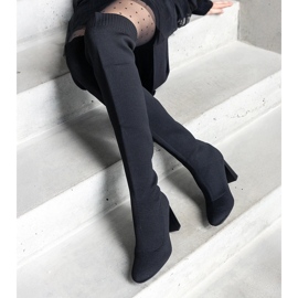 Crne natikače s visokom petom s fleksibilnim Flamme gornjištem crna 1