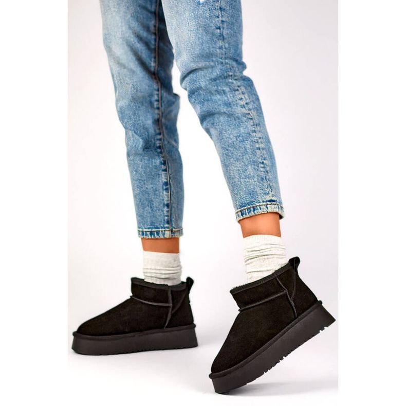 Kožne ženske antilop čizme za snijeg, crne XF-159B crna 2