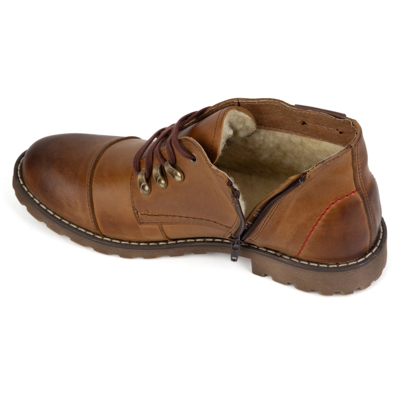 Olivier Muške kratke zimske kožne čizme, 963MP, crvene boje bež 1