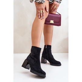 S.Barski Izolirane ženske čizme na visoku petu s ukrasom D&amp;A MR880-130 crne crna 2
