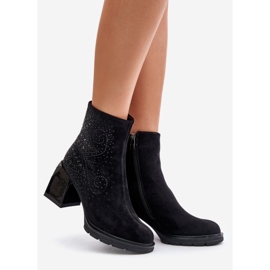 S.Barski Izolirane ženske čizme na visoku petu s ukrasom D&amp;A MR880-130 crne crna 1