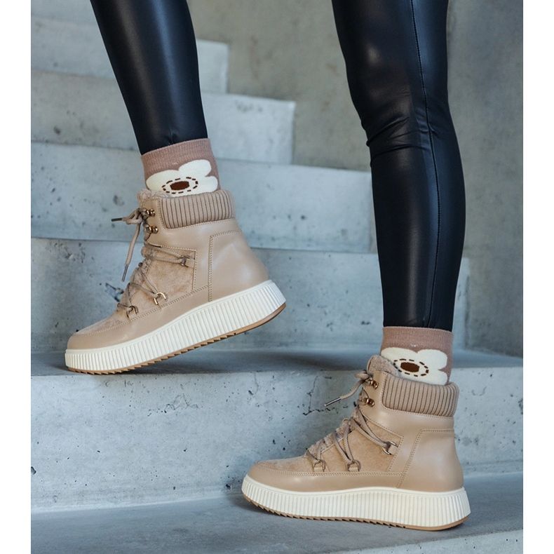 Rosemarie bež gležnjače s debelim potplatom 1