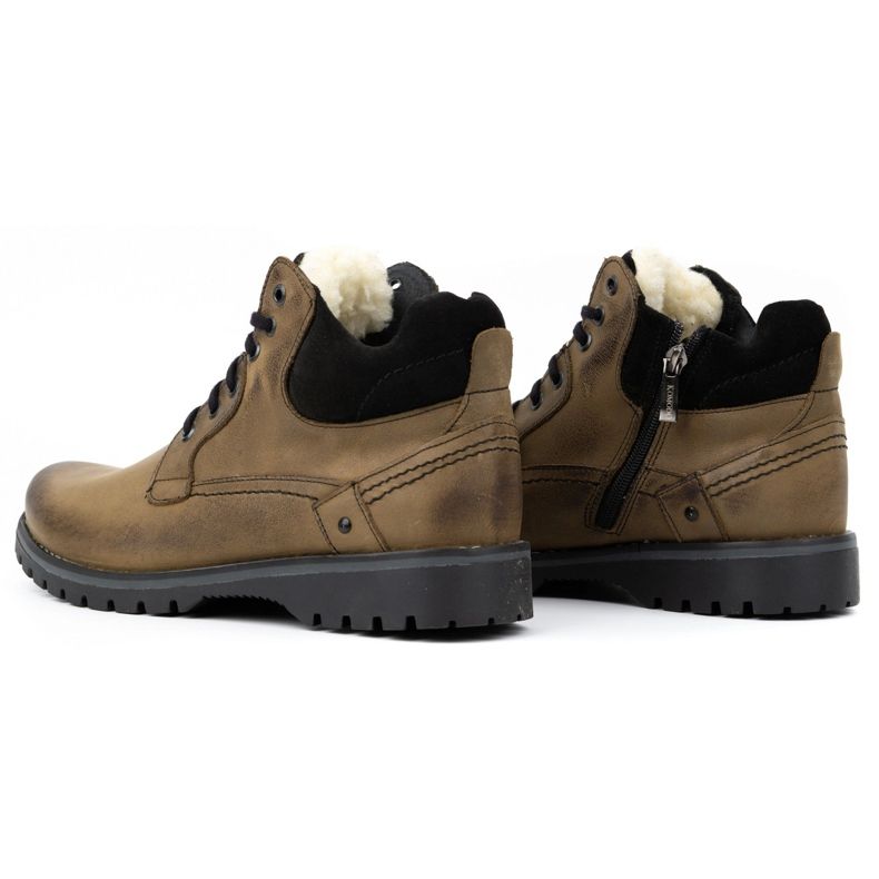 KOMODO Muške zimske kožne čizme 885 maslinaste zelena 3