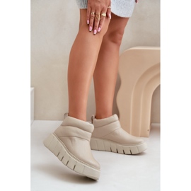 Zazoo 60470 Kožne čizme izolirane vunom na svijetlo bež platformi 2