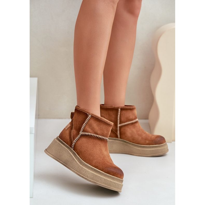 Kožne čizme za snijeg od brušene kože na platformu i štikle Smeđe Maciejka 06769-29 Smeđe smeđa 2