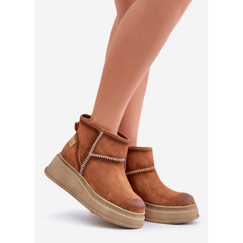 Kožne čizme za snijeg od brušene kože na platformu i štikle Smeđe Maciejka 06769-29 Smeđe smeđa 1