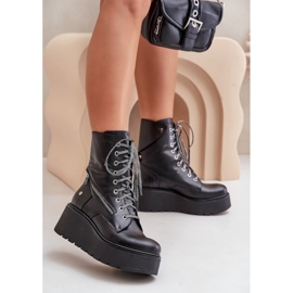 Kožne radničke čizme na platformu i tanku Maciejka 06676-01 crne crna 2