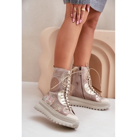 Kožne antilop čizme na toplu platformu Maciejka 06565-04 bež 2