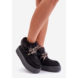 Ženske čizme za snijeg s niskom platformom i krznom, crni Neathren crna 1