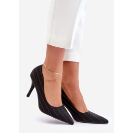 Crne ženske cipele s visokom potpeticom od prugaste tkanine Tifidra crna 1