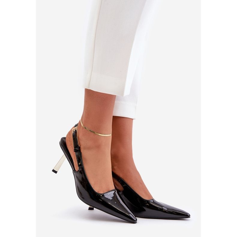 Lakane visoke potpetice s otvorenom petom, crna Filona crno 1