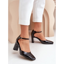 Cipele na visoku petu od lakirane kože, crne Emindria crna 2