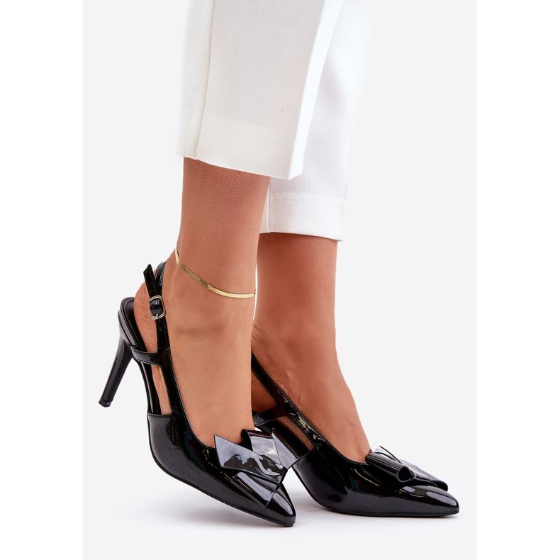 Crne Auroravia lakirane visoke pete s otvorenom petom crno 1