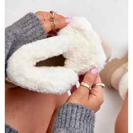 Ženske krznene hlače na vezanje, svijetlo bež Vaminia 2