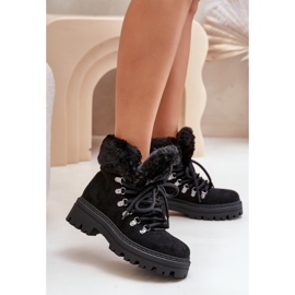 Ženske krznene hlače na vezanje, crne boje Vaminia crna 2