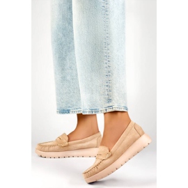 Ženske mokasine s debelim potplatom, bež antilop 24-21338BE 2