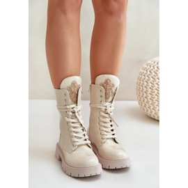 Lakirane izolirane radne gležnjače s bež ukrasom Kelilea 1