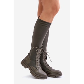Čizme natikače s gornjim dijelom na čarapu, tamnozeleni Iranel zelena 1