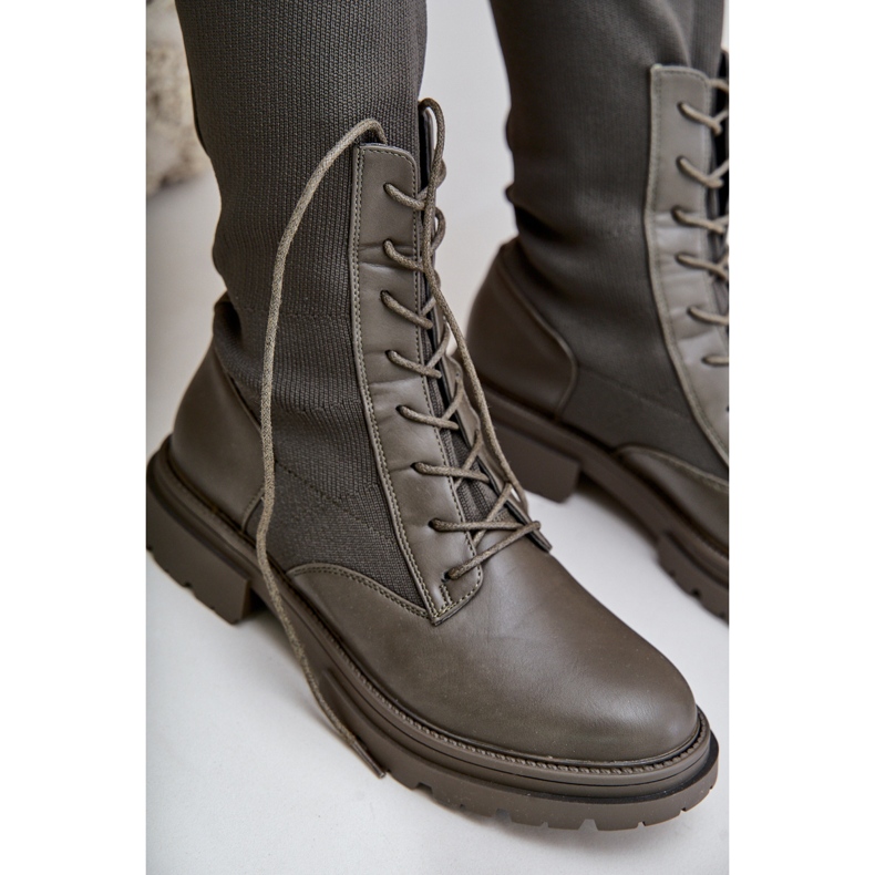 Čizme natikače s gornjim dijelom na čarapu, tamnozeleni Iranel zelena 2