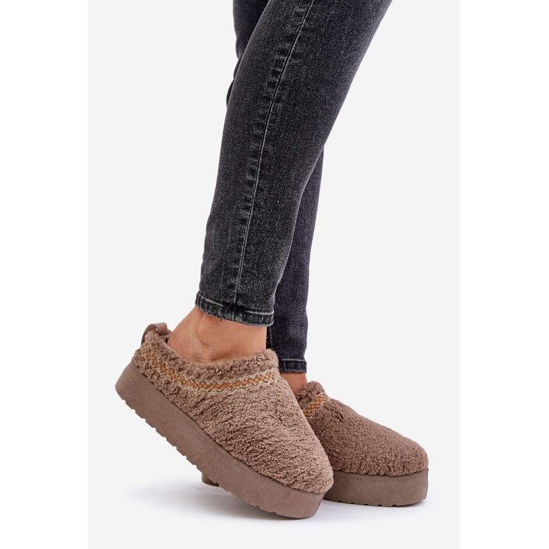 Čizme za snijeg na platformu s krznom, tip ovčje kože, tamno bež Mesirra 1