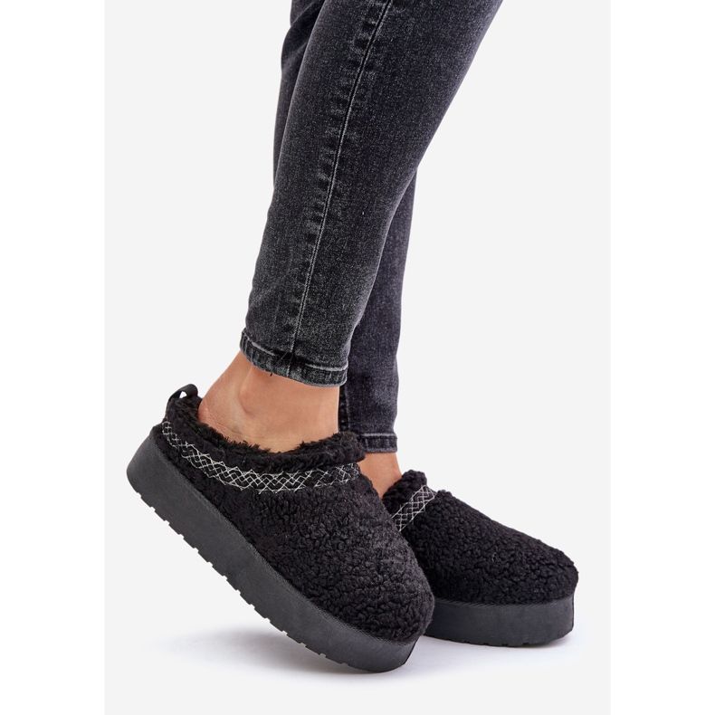 Crne Mesirra čizme za snijeg s platformom od ovčje kože i krznom crna 1