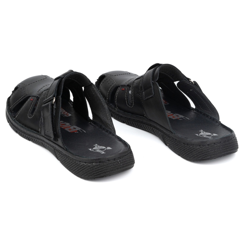 Muške kožne papuče KAMPOL Polskie stogie 221KAM crne crna 3