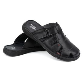 Muške kožne papuče KAMPOL Polskie stogie 221KAM crne crno 2