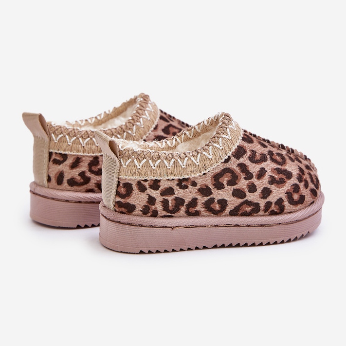 Dječje čizme za snijeg s leopard uzorkom na platformi, tople s krznom, smeđe Vilabria bež 1