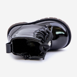 Izolirane lakirane dječje gležnjače s medvjedićem i patentnim zatvaračem, Black Enchanta crna 2