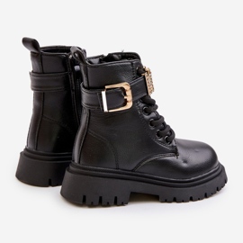 Tople čizme od eko kože za djevojčice s ukrasnim remenom, crne Gilian crna 2