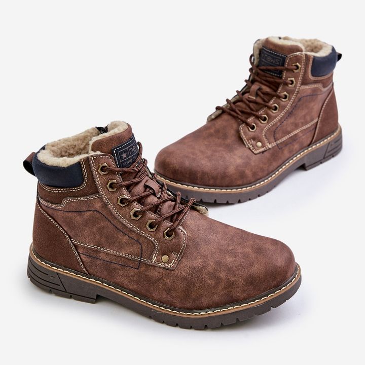 Muške izolirane traperice od eko kože, smeđa Venredia 2