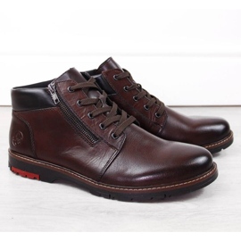 Udobne kožne čizme izolirane vunom Rieker M RKR625 smeđe smeđa 1