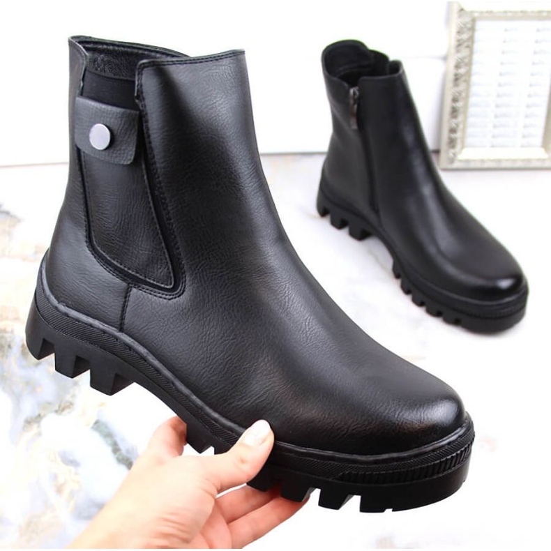 Potocki W WOL186 izolirane gležnjače s džepom, crne crno 1