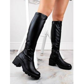 Potocki čizme na visoku petu i platformu W SZ12267 WOL196 crno 1